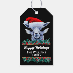 Llama mit Weihnachtsmannmütze-Geschenketiketten Geschenkanhänger