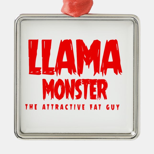 Llama Monster Red Logo Ornament Aus Metall (Vorne)