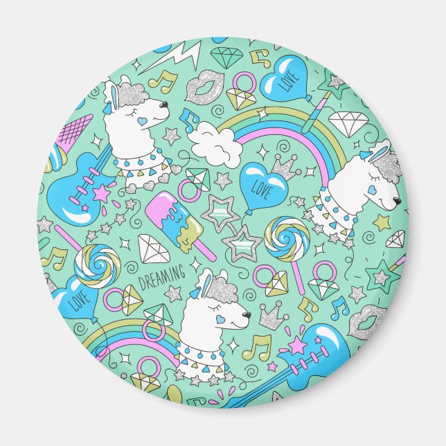 Llama-Muster 2 Magnet (Vorne)