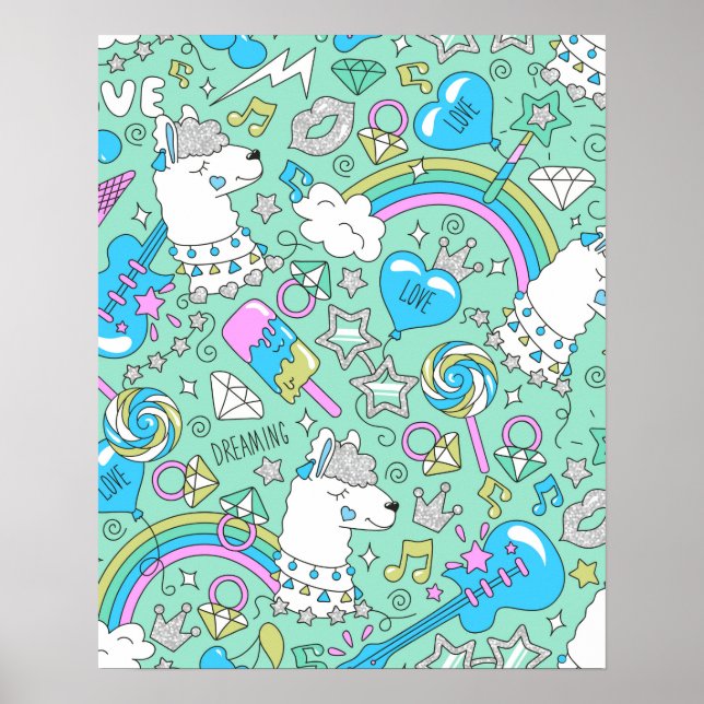 Llama-Muster 2 Poster (Vorne)