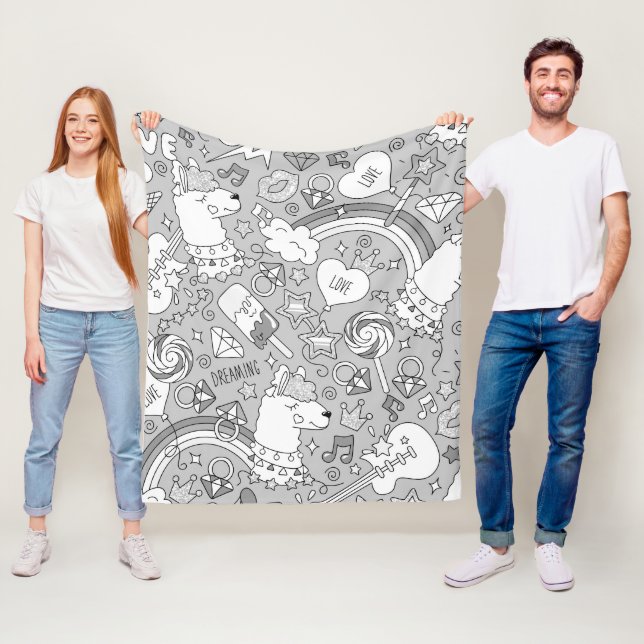 Llama-Muster 4 Fleecedecke (Beispiel)
