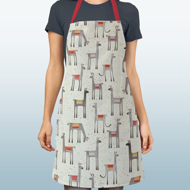 Llama-Muster Cute Whimsical  Schürze (Fun llama alpaca pattern apron for animal lovers in the kitchen or garden)