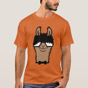 Llama Nerd Geek Brille Fliege Lustiges Alpaka T-Shirt