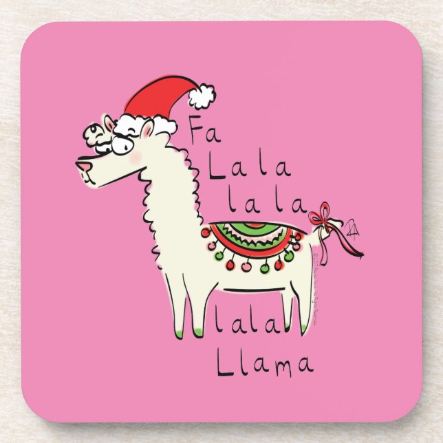 Llama Niedlich Funny Christmas Holiday Getränkeuntersetzer (Vorderseite)