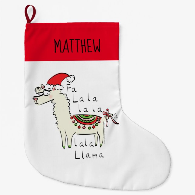 Llama Niedlich Funny Christmas Holiday Großer Weihnachtsstrumpf (Vorderseite)
