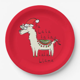 Llama Niedlich Funny Christmas Holiday Pappteller