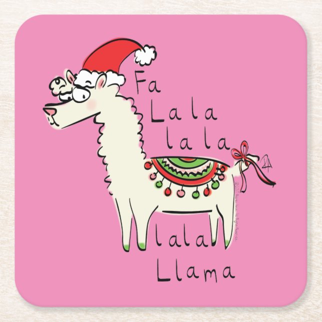 Llama Niedlich Funny Christmas Holiday Rechteckiger Pappuntersetzer (Vorderseite)