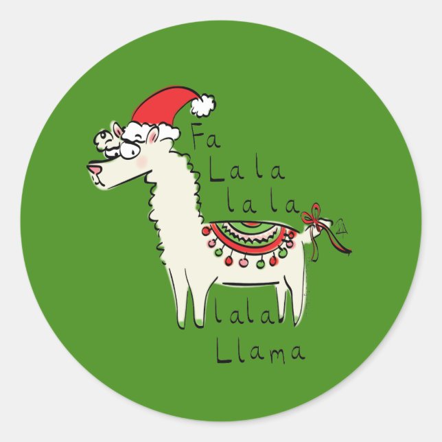 Llama Niedlich Funny Christmas Holiday Runder Aufkleber (Vorderseite)