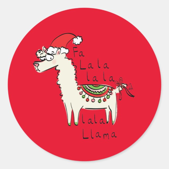 Llama Niedlich Funny Christmas Holiday Runder Aufkleber (Vorderseite)
