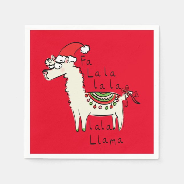 Llama Niedlich Funny Christmas Holiday Serviette (Vorderseite)