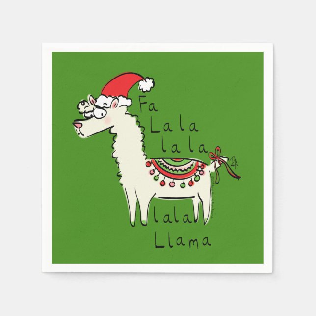 Llama Niedlich Funny Christmas Holiday Serviette (Vorderseite)