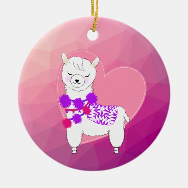 Llama Niedlich Personalisiert Keramik Ornament (Vorne)