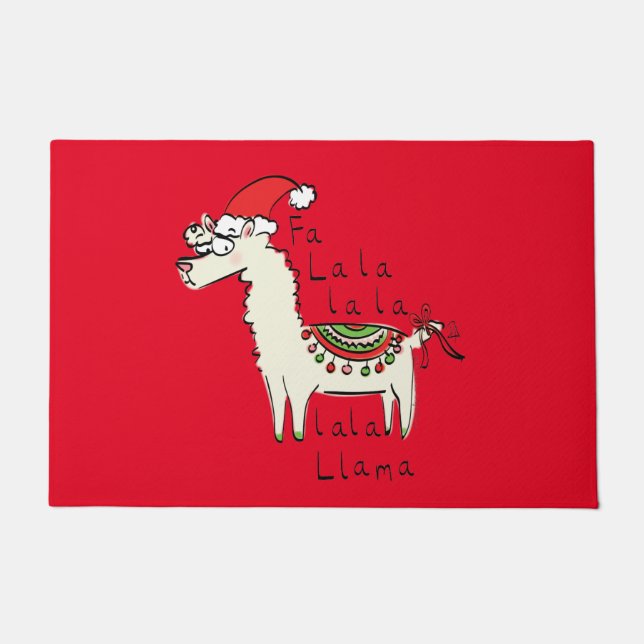 Llama Niedlicher Weihnachtsurlaub Fußmatte (Vorderseite)