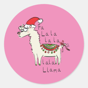 Llama Niedlicher Weihnachtsurlaub Runder Aufkleber