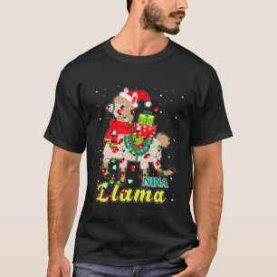 Llama Nina trägt Santa-Hut Weihnachts-Pyjama-Outfi T-Shirt