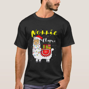Llama Nonnie Lichter Weihnachtsmann Hut Xmas Pyjam T-Shirt