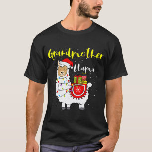 Llama Oma leuchtet Weihnachtsmann Xmas Pyjama Pass T-Shirt