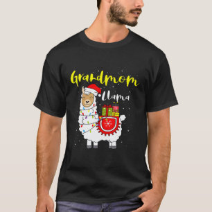 Llama Oma leuchtet Weihnachtsmannmütze Xmas-Pyjama T-Shirt
