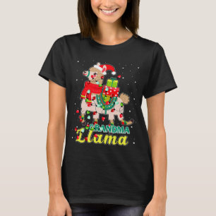 Llama Oma trägt Santa Hut Weihnachts-Pyjama-Outfit T-Shirt