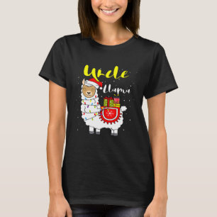 Llama Onkel leuchtet Weihnachtsmann Hut Xmas Schla T-Shirt