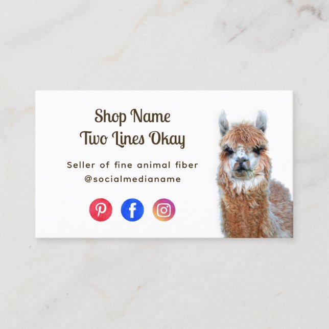 Llama Online Geschäft Fasergestricke Visitenkarte (Vorderseite)