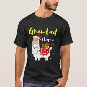 Llama Opa leuchtet Weihnachtsmannmütze Xmas-Pyjama T-Shirt