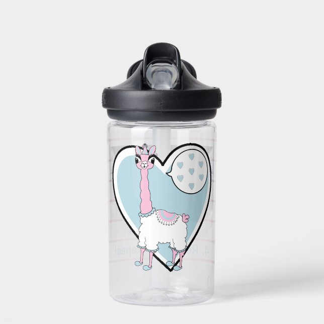Llama Pajama Blue Heart Trinkflasche (Vorne)