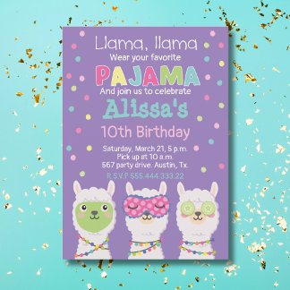 Llama pajama Party, Wellness-Center Party Einladung