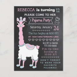 Llama Pajama Sleepover Party Chalkboard Postkarte