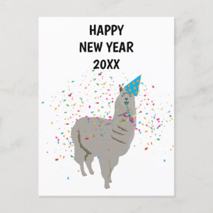 Llama Partying - Animal Holiday New Years Card Feiertagspostkarte