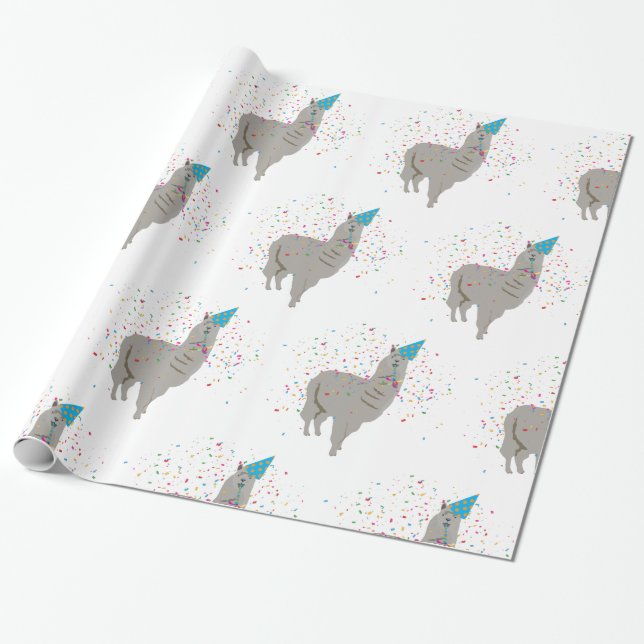 Llama Partying - Tiere mit Party Geschenkpapier (Ungerollt)