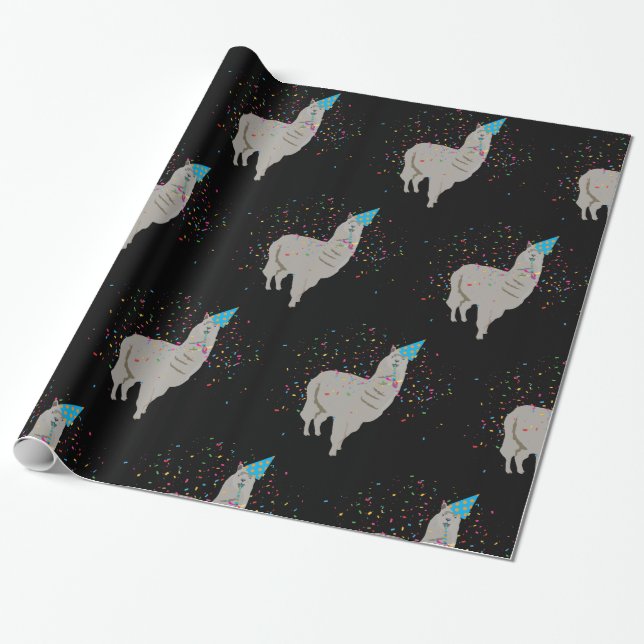 Llama Partying - Tiere mit Party Geschenkpapier (Ungerollt)