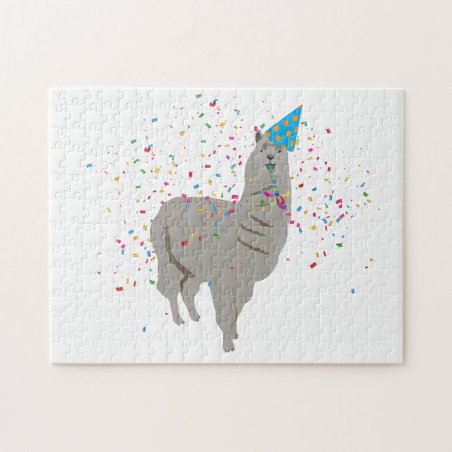Llama Partying - Tiere mit Party Puzzle (Horizontal)