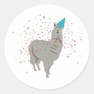 Llama Partying - Tiere mit Party Runder Aufkleber