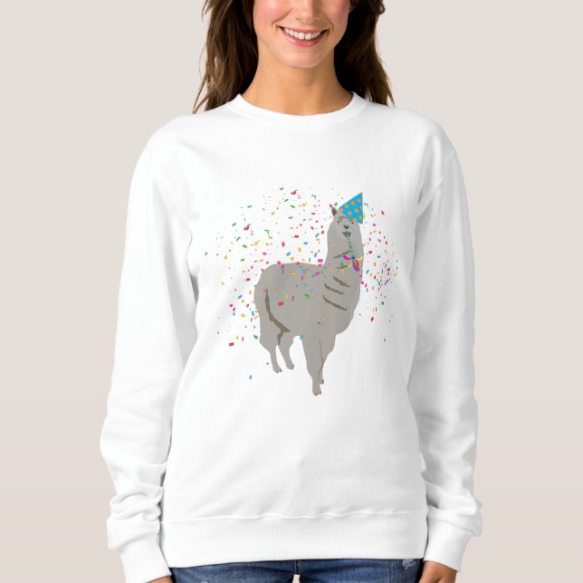 Llama Partying - Tiere mit Party Sweatshirt (Vorderseite)