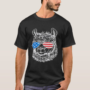 Llama Patriotische USA-Flagge Aviator-Sonnenbrille T-Shirt