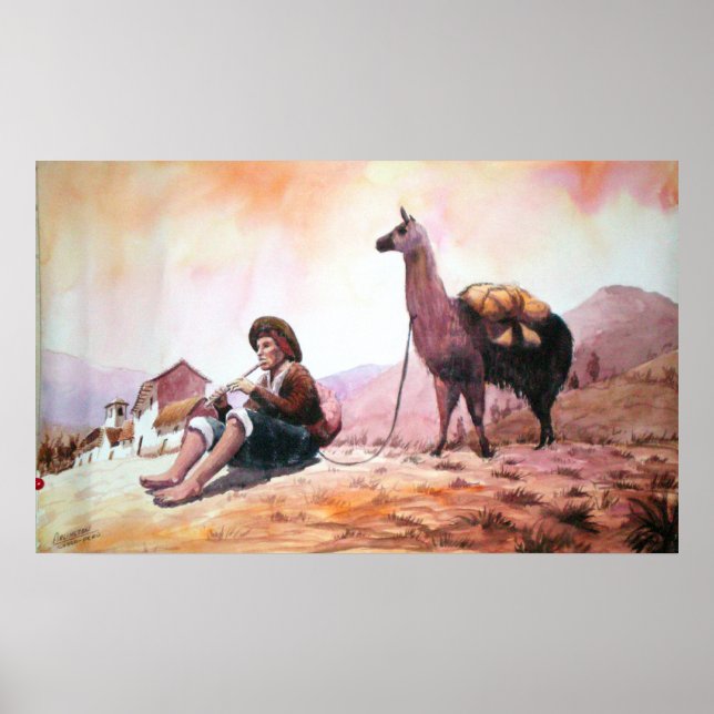 Llama Picture Cuzco Peru Poster (Vorne)