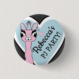 Llama Pink Pajama Girl Geburtstagsparty Sleepover Button