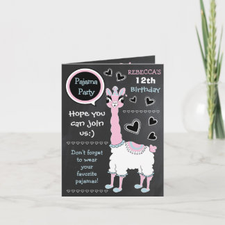Llama Pink Pajama Girl Geburtstagsparty Sleepover Einladung