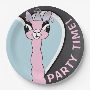 Llama Pink Pajama Girl Geburtstagsparty Sleepover Pappteller