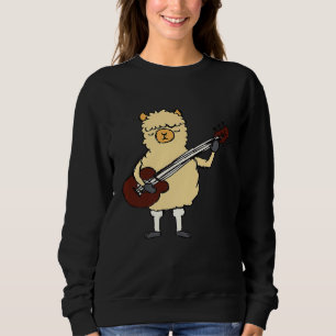 Llama Playing Gitarre Niedlich Alpaca Music Gitarr Sweatshirt