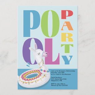 Llama Pool Party Summer Birthday Party Einladung