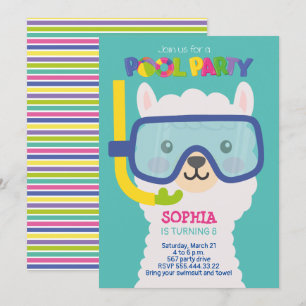 LLAMA-POOLPARTY-EINLADUNG EINLADUNG