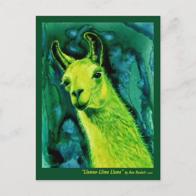 Llama Postcard - "Llemon-Llime Llama" Postkarte (Vorderseite)