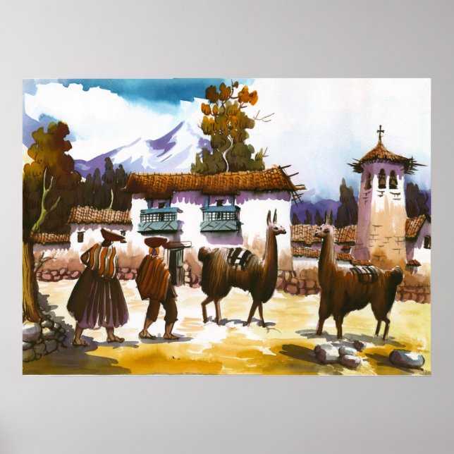 Llama Poster Peruaner mit (Vorne)