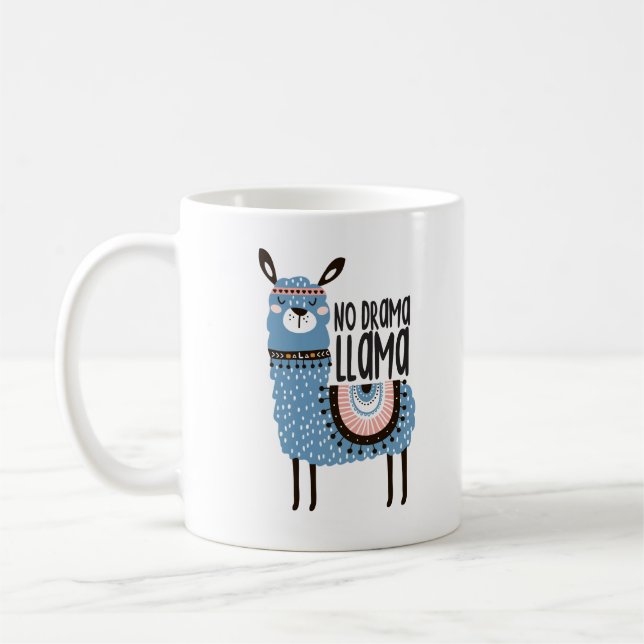 Llama Print Coffee Tasse - No Drama Llama - 11oz (Links)