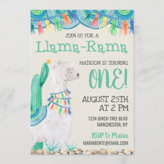 Llama-Rama Birthday Einladung