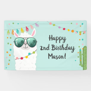 Llama Rama Geburtstagsparty Hintergrund Banner Alp