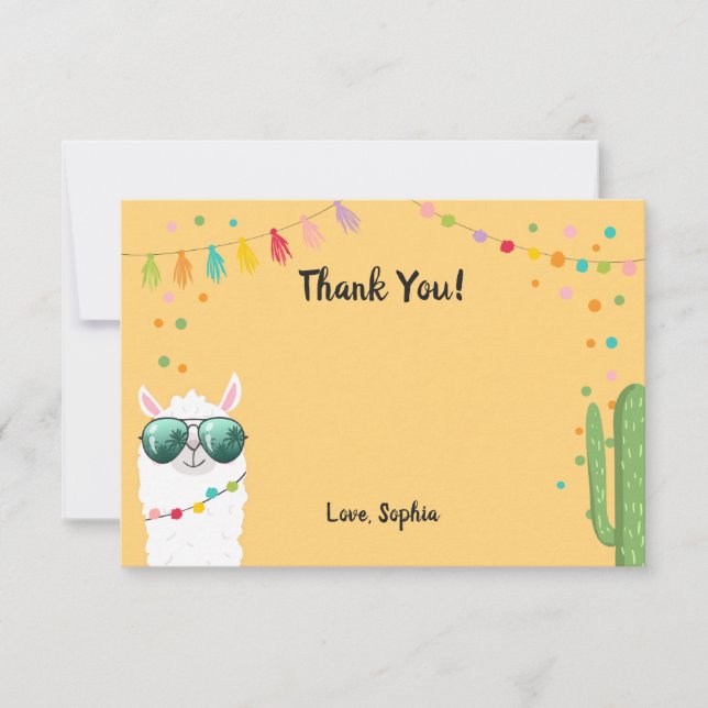 Llama Rama Vielen Dank Card Fiesta Party Alpaca Dankeskarte (Vorderseite)