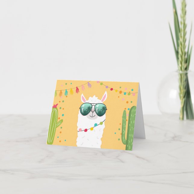 Llama Rama Vielen Dank Card Fiesta Party Alpaca Dankeskarte (Vorderseite)